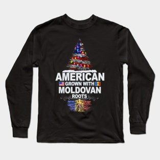 Christmas Tree  American Grown With Moldovan Roots - Gift for Moldovan From Moldova Long Sleeve T-Shirt